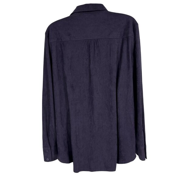 Chico's Plum Purple Microfiber Long Sleeve Button Front Stretch Blouse Sz 2 US L - Picture 4 of 8
